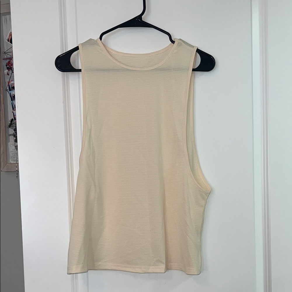 SHEIN Cream Muscle Tee Sleeveless Top